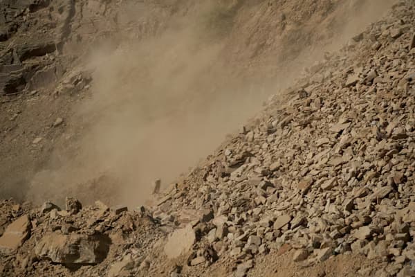 Cracks in hillside before landslide